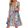 thumbnail image 2 of WTOBBY Women's Casual Fashion Breathable V-Neck Vest with Pockets Floral Holiday Dress, Summer Style with Lightweight Fabric, Comfortable and Flowy for Vacation Wear,Purple Pink L, 2 of 5