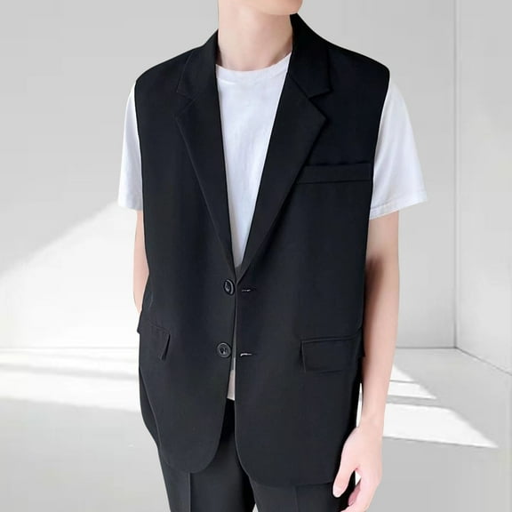 Blczomt Tank Top Mens Dress Sleeveless Vest Black Formal Waistcoat Pocket Men Clothing