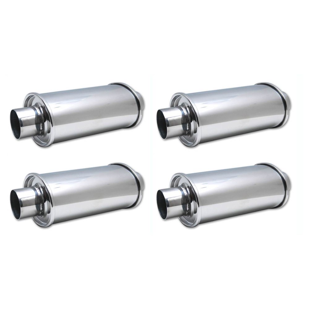 Vibrant Ultra Quiet Exhaust Resonator 2.50" Stainless Inlet Outlet (4 Pack)