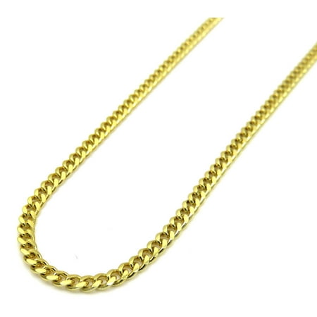 10K Yellow Gold Men Women's 2.5 MM Hollow Cuban Chain spring Clasp, 18 to 24 Inches