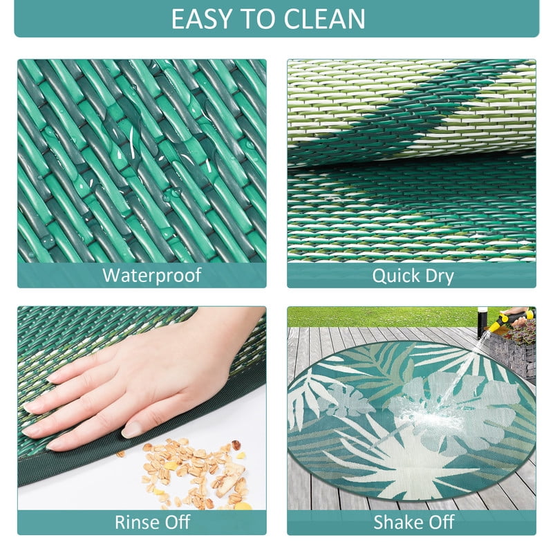Aonewoe Round Outdoor Rugs 6Ft Waterproof Patio Plastic Straw Rug Reversible Camping Carpet Indoor Outdoor Area Rug for Patio,Deck,Balcony,Picnic,Beach,Outside