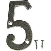Rustic Cast Iron Address House Number Lettering 3 x 1.5 Inch (Number 5) Mounting Hardware Included 1pc