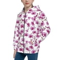 thumbnail image 2 of Pofeuu Orchids Flowers Print Teenage Zipper Hoodie Sweatshirts Hooded Casual Jackets With Pocket For Boys Girls-Small, 2 of 6