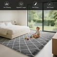 thumbnail image 3 of CozyDesg Shag Area Rugs,5'x7' Soft Fluffy Shaggy Carpet for Living Room,Large Rug for Bedroom Dining Room Home Decor Room Decor,Light Gray & White, 3 of 8
