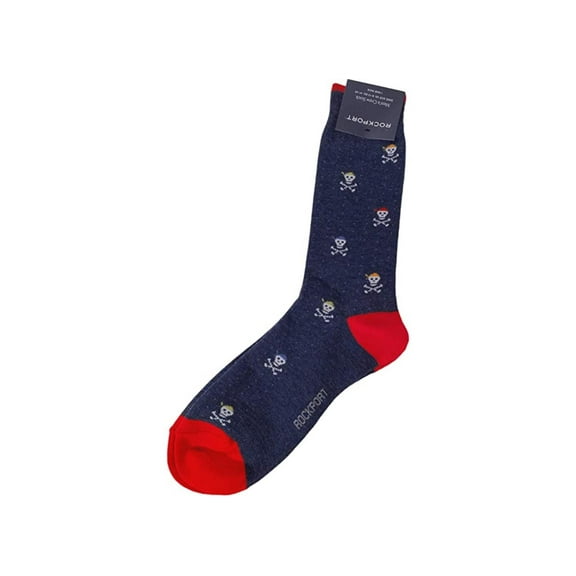 Rockport Men's Skull & Crossbones Crew Socks 1 Pair, Navy, Men's US: 8-12 / EU: 41-45