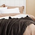 thumbnail image 3 of Sherpa Fleece Blankets Queen Size for Bed - Thick and Warm Blanket for Winter, Soft Fuzzy Plush Queen Blanket for All Seasons, Brown, 90x90 Inches, 3 of 10