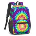 thumbnail image 2 of Red and Purple Tie Dye Pattern 17" Waterproof Oxford School Backpacks for Teens, S-Shape Padded Straps, for School, Travel, Hiking, Camping, 2 of 5