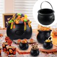 thumbnail image 2 of HCTSHG Halloween Decorations - Witches Cauldron Candy Serving Bowls on Rack, Black Plastic Cauldron with Skeletons for Indoor/Outdoor Home/Kitchen Decoration, 2 of 9