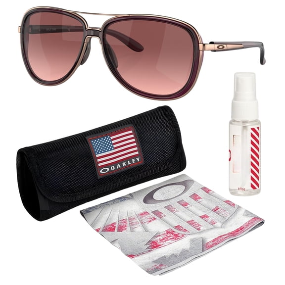 Oakley OO4129 Split Time Pilot Shaped Non-Polarized Sunglasses for Women - Includes Official Eyewear Kit - Crystal Raspberry Frame with G40 Black Gradient Lens
