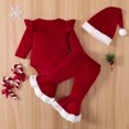 thumbnail image 3 of Younger Tree Newborn Baby Girl Christmas Outfits Toddler Santa Long Sleeve Romper Pants Hat Clothes 3pcs Set,3-6M, 3 of 8
