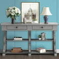 thumbnail image 6 of Atumon Sofa Side Table, Entryway Table with 2 Drawers and Shelves, Modern Console Table, Buffet Sideboard with Semi-Open Storage, Wooden Console Table for Entryway Hallway Living Room, Gray, 6 of 10