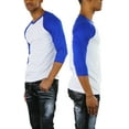 thumbnail image 4 of ToBeInStyle Mens Sleeved Baseball Inspired Classic Shirt Tee - 3/4 Sleeve - Royal Blue/White - Small, 4 of 7