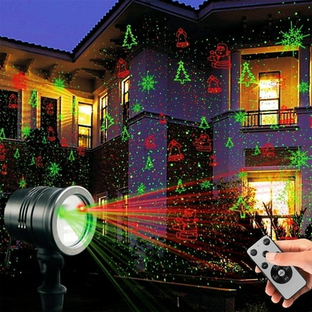 Laser Decorative Lights Garden Laser Light Projector + Remote Control Indoor Outdoor Decorations 5W Light show (Green, Red, Cola, Bell) for Halloween, Christmas, Party, Holiday etc.