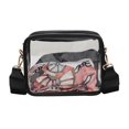 thumbnail image 1 of Bolso de hombro transparente Bolso de mano aprobado por el estadio de PVC con bufanda de seda (negro), 1 of 6