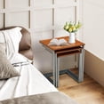 thumbnail image 2 of Giantex Classical Nesting End Table, 3pcs Stacking Coffee Table, Living Room Night Table with Metal Frame, Space Saving, Easy Assembly, Accent Furniture, Walnut, 2 of 6