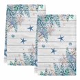 thumbnail image 2 of Teal Blue Coastal Kitchen Towels Set of 2, Starfish Beach Nautical Coral Vintage Absorbent Dish Towels for Kitchen, Microfiber Hand Towel, Quick Drying Tea Towel for Cleaning Decorative Dishcloths, 2 of 7