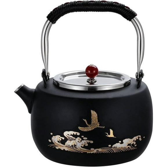 Tea kettle, Tea Kettle Stovetop Whistling Green/black, Stainless Steel Stovetop Tea Pot, Modern Teakettle with Bird and Cloud Pattern,with Ergonomic Handle for Gas, Induction, Electric Stove Tops (Co