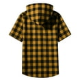 thumbnail image 4 of AJTQTH Fashion Boys Plaid Button Down Flannel Hoodie Shirts Lightweight Casual Summer Short Sleeve Hooded Outwear Jacket with Pockets Yellow 4-5 Years, 4 of 5