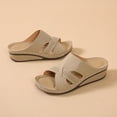 thumbnail image 4 of HAOTAGS Wedge Sandals for Women Slide Sandals Casual Beach Shoes Khaki Size 5.5, 4 of 4