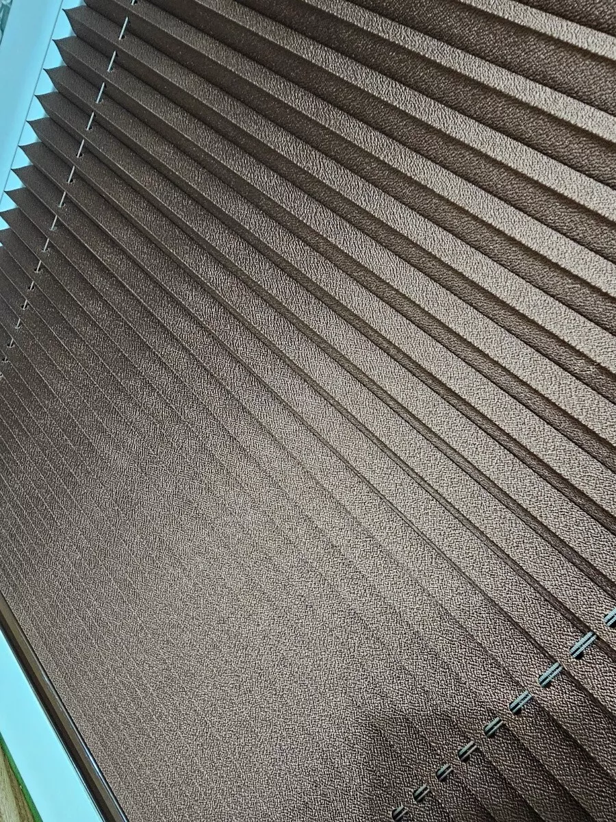 Naza Home Brown Pleated Blinds Drapes High Shading Accordion Style Window Treatments in Caravan