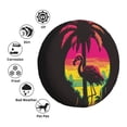 thumbnail image 4 of Naloa Flamingo And Palm Trees At Sunset PVC Leather Spare Tire Wheel Cover Spare Tire Cover, for Car Truck SUV Camper Trailer Universal Fit(14-17in)-16 inch, 4 of 6