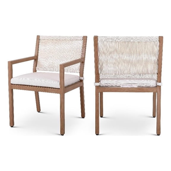 Afuera Living Cream Outdoor Patio Dining Arm Chair (Set of 2)