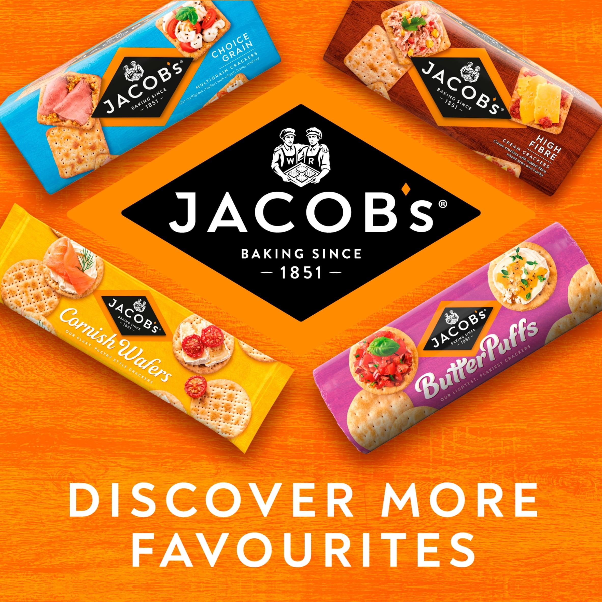 Jacob's Cream Cracker Multipack 8 Snack Packs 185g, Imported from Britain