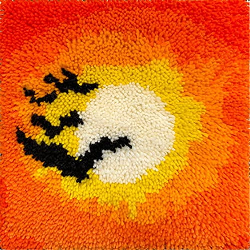 Cute Owl Latch Hook Rug Kits for Adults and Kids Beginner Handmade Needle Crochet Yarn Kits Embroidery Carpet Hook and Latch Kit Cushion Christmas Home Decoration 30x30cm, XZD059