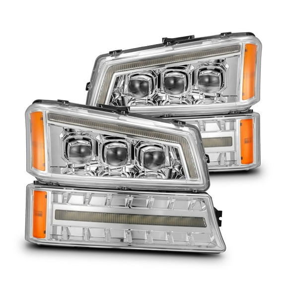 AlphaRex 03-06 Chevrolet Silverado/02-06 Avalanche (without body cladding) NOVA-Series LED Projector Headlights Chrome
