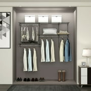 Gymax 3 to 5 FT Wall-mounted Closet Systems with Hang Rod, Gray