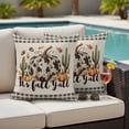 thumbnail image 4 of White Black Pumpkin Fall Outdoor Waterproof Pillow Covers, Farmhouse Plaid Botanical Cactus Rustic Decorative Square Throw Pillowcase Sofa Cushion Sham for Patio/Couch/Chair, 24"x24" 2 Pack, 4 of 8