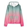 thumbnail image 4 of BSDJILFG Plus Size Hoodies for Women Zip Up Sweatshirt Athletic Tops Gradient Color Blouse with Front Pockets,Sizes S-3XL, 4 of 5
