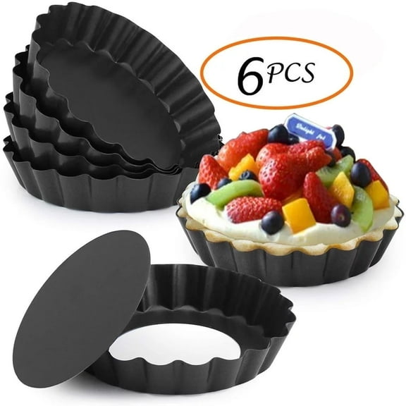 Gutsdoor Mini Tart Pan 4 Inch with Removable Bottom Quiche Pan Nonstick Round Quiche Pie Pan Set of 6