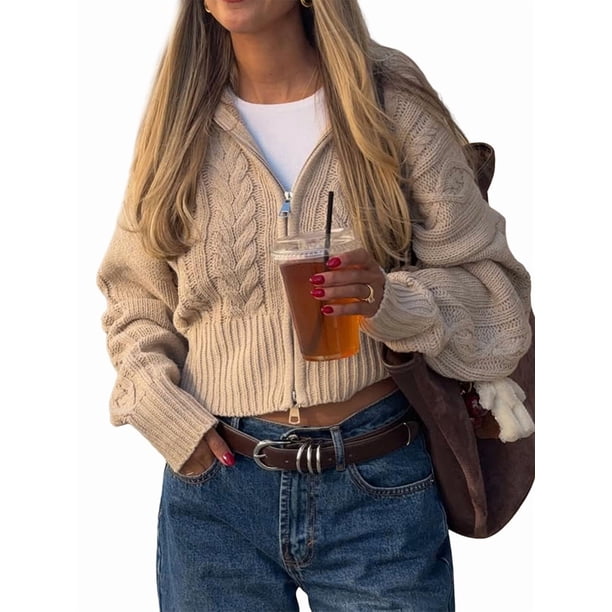 Sudaderas con Cremallera para Mujer, Conjuntos Casuales, Cárdigan, Ropa de Abrigo, Chaquetas de Invierno de Moda, Abrigos. Camello L