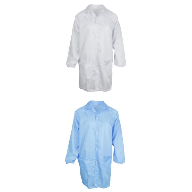 2PCS ESD Chaqueta de Laboratorio Premium Antiestática para Mujeres para Nuevas Energías Y Otros Entornos de Trabajo | + Azul