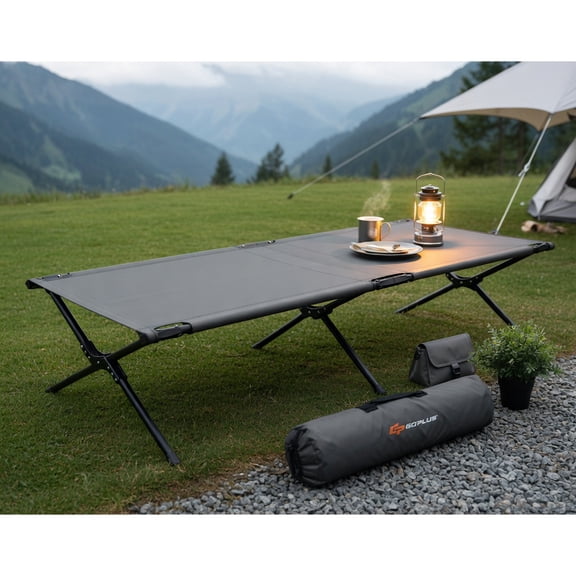 Topcobe Adults Kids Folding Camping Cot, Portable Bed, Cots for Sleeping, Gray