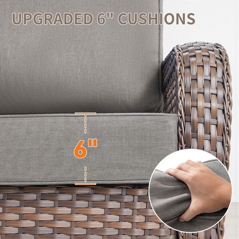 Giantfurnni Outdoor Deep Seat Cushion 24 X 24 X 6 Inch, Pack of 1, Patio Furniture Cushions with 6 Inch Foam Waterproof & Fade Resistant Perfect for Wicker Chair, Sofa, Couch, Gray