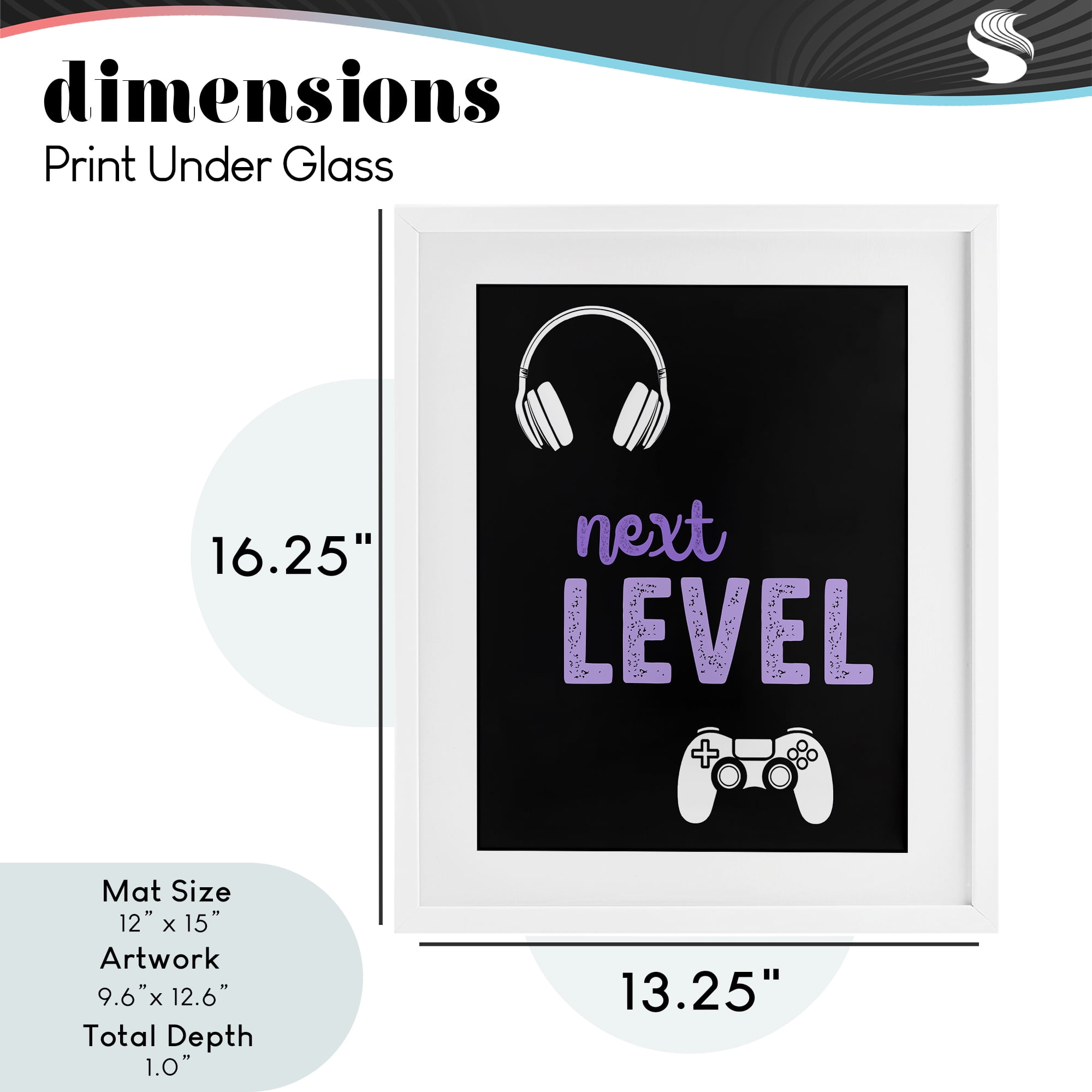Next Level Headset & Controller White Framed Print Under Glass, design by Christine Simpson Art