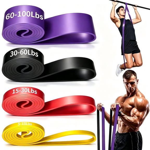 FORICOM 4PCS Resistance Bands Set for Exercise Fitness, Elastic Workout Bands for Legs, Ankles, Stretching, Yoga, and Home Training