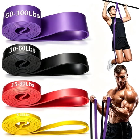 FORICOM 4PCS Resistance Bands Set for Exercise Fitness, Elastic Workout Bands for Legs, Ankles, Stretching, Yoga, and Home Training