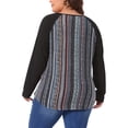 thumbnail image 3 of Blusa de mujer de talla grande Agnes Orinda, estilo bohemio, corte relajado, con bloques de color, de manga larga, 4X, azul, 3 of 5