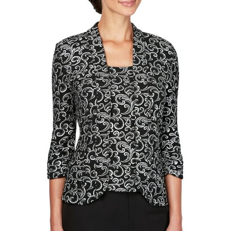 Alex Evenings Sleeveless - Printed Three-Quarter Sleeve Jacket and Tank Twinset