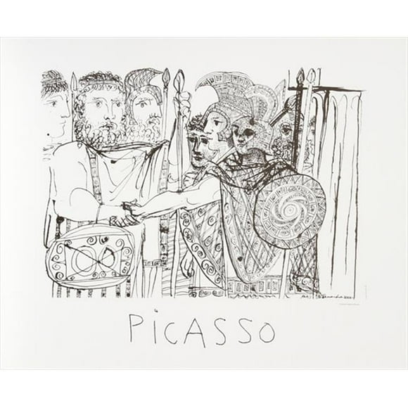 Pablo Picasso 47603 Composition- Lithographie sur Papier 29 Po x 22 Po - Noir-Blanc