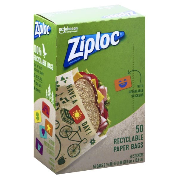 Ziploc Paper Sandwich Bags, Recyclable and Sealable with Fun Designs