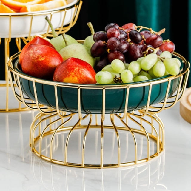 Cuenco de fruta de alambre de hierro, moderno, creativo, elegante, redondo, contenedor de fruta, cesta de fruta para encimera de cocina, mesa de S Soledad canasta de frutas
