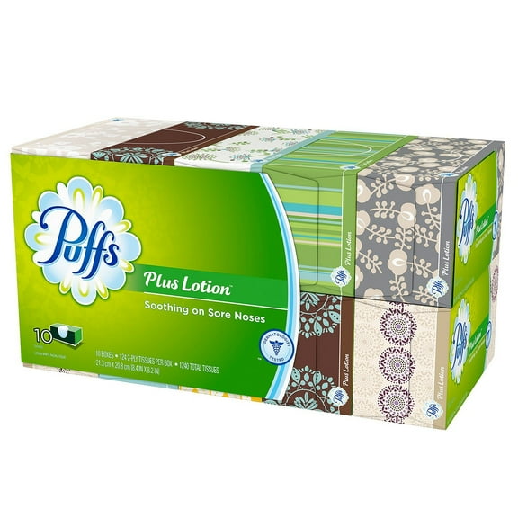 Puffs Plus with Lotion Facial Tissue, 124 Sheets, 10 Ct