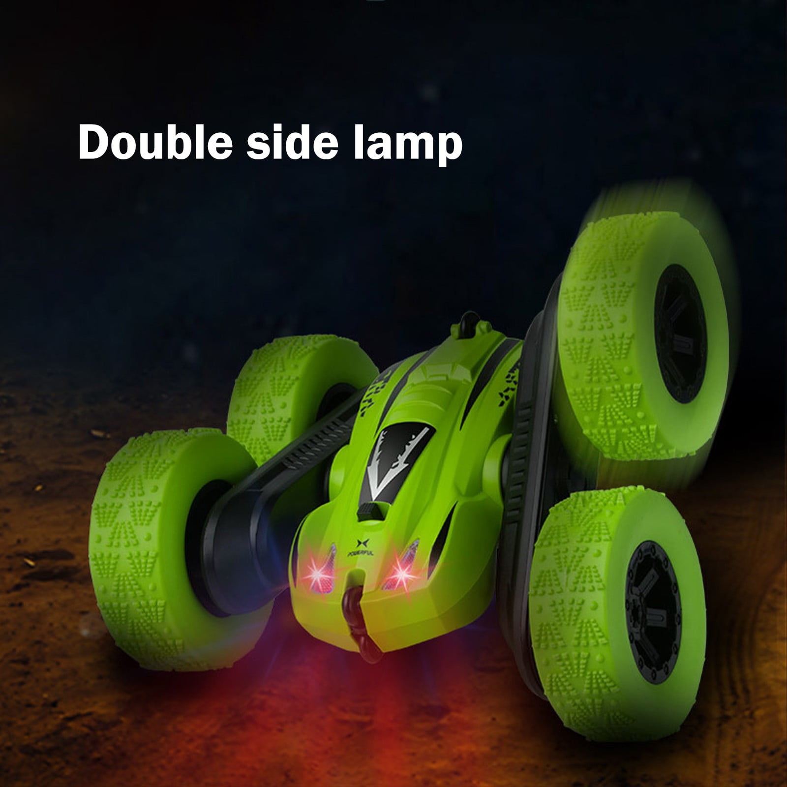 Green Green 2.4Ghz High Speed Mini Rc Stunt Car Double Sided 360 Degree Rotating Tumbling Toy With Lights