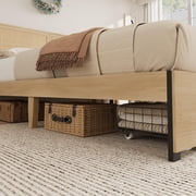 Full Bed Frame with Rattan Headboard, Platform Bed Frame, Mid Century Bed Frame with 2 Storage Drawers, Large Under-Bed Space, No Box Spring Needed, Easy Assembly