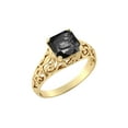 thumbnail image 2 of 2.00 CT 14K Yellow Gold Black Diamond Ring Vintage Art Deco Filigree, 2 of 5