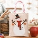 thumbnail image 1 of Bolsa de regalo navideña | Bolsa de lino bordada para dulces y pequeños regalos | Diseño a cuadros de Papá Noel, muñeco de nieve y ciervo | Colores rojo, blanco y café | Decoración festiva, 1 of 8